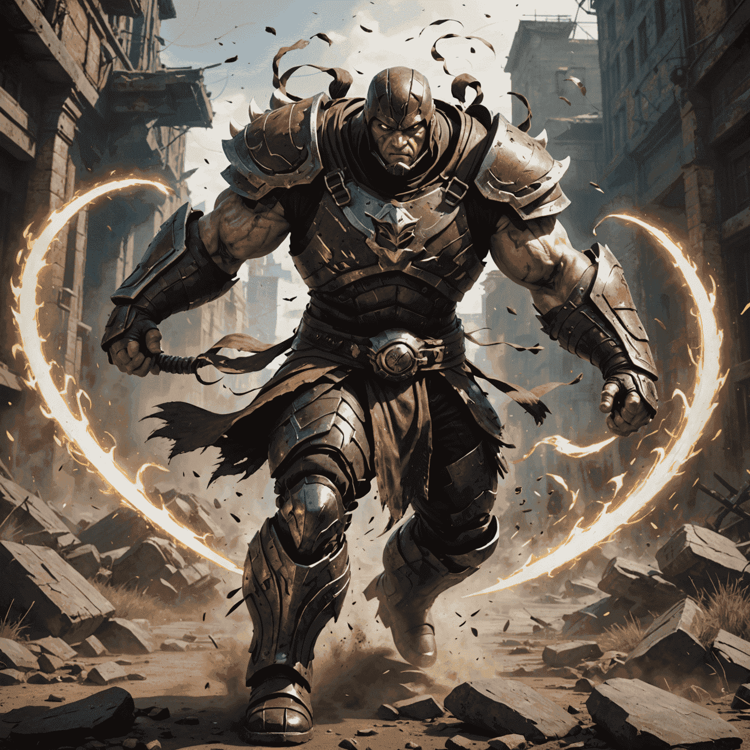Juggernaut standing in battle stance, surrounded by swirling blade fury effect